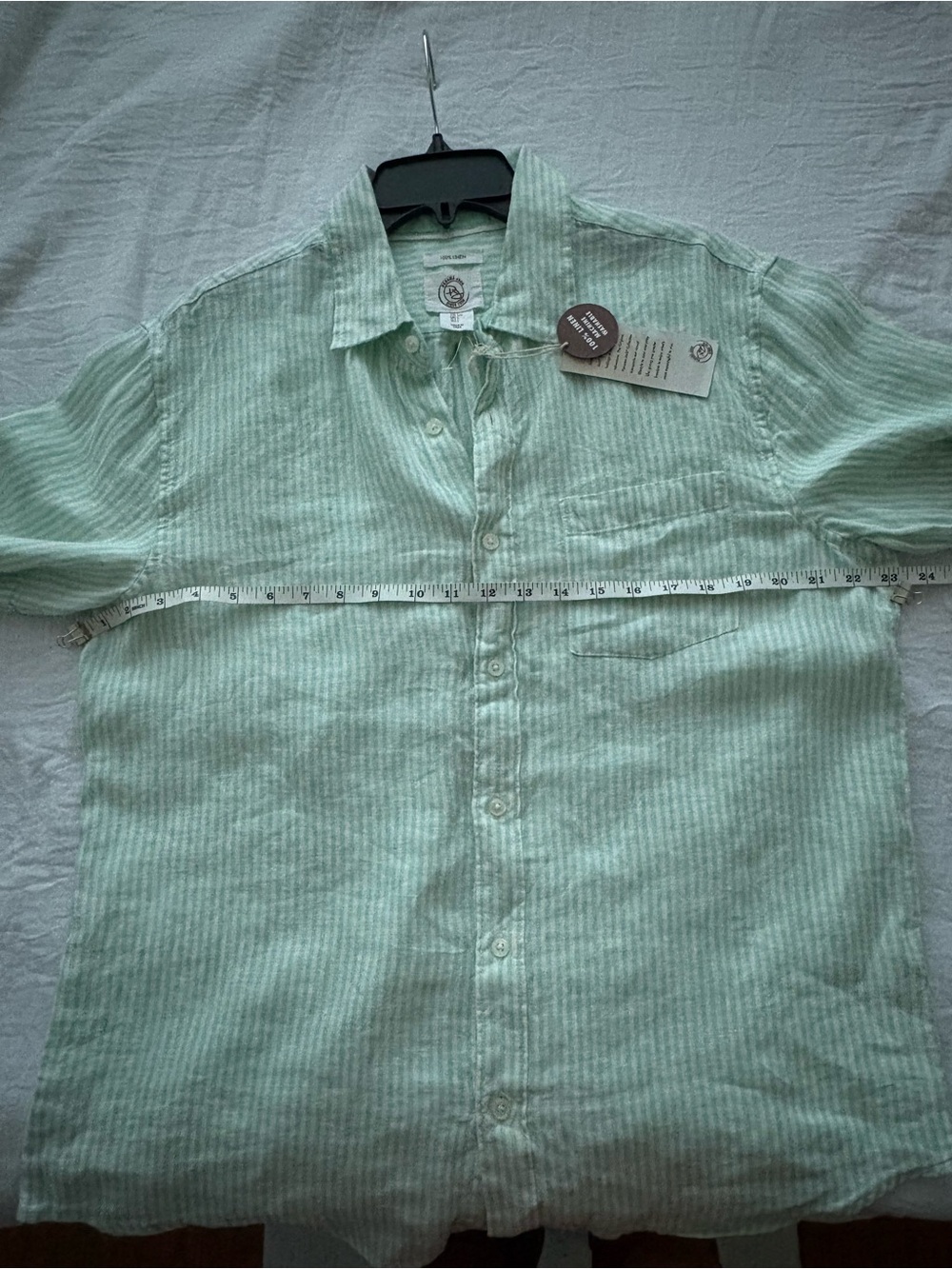 Panama Jack 100% Linen Mint Green Stripe Button Front Shirt NWT Men’s Large - Picture 3 of 8